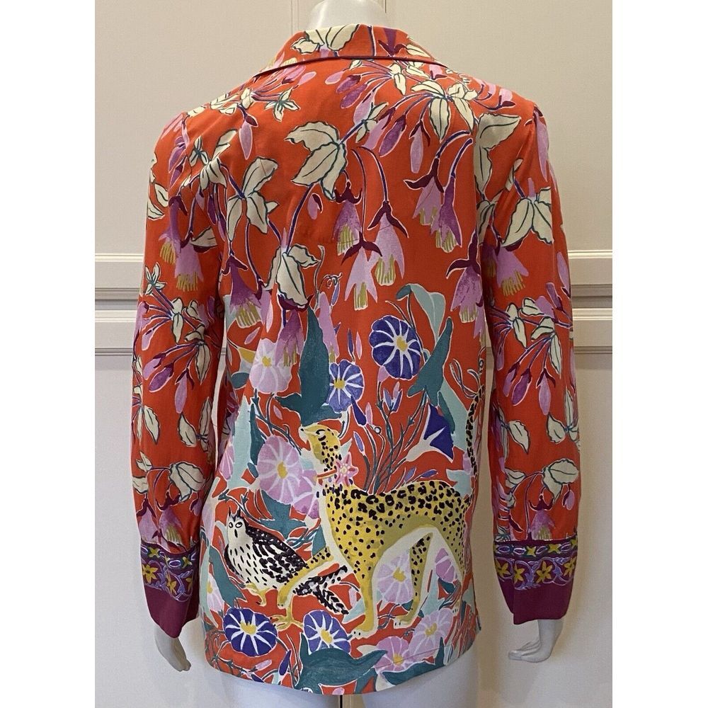 Women's Sz Small Anthropologie Lil Sire Cheetah Dreams Flannel Pajama Shirt Top - Picture 8 of 15